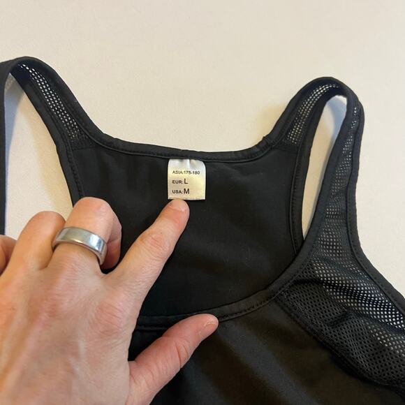 Black racerback mesh strap tank top M - Picture 2 of 6